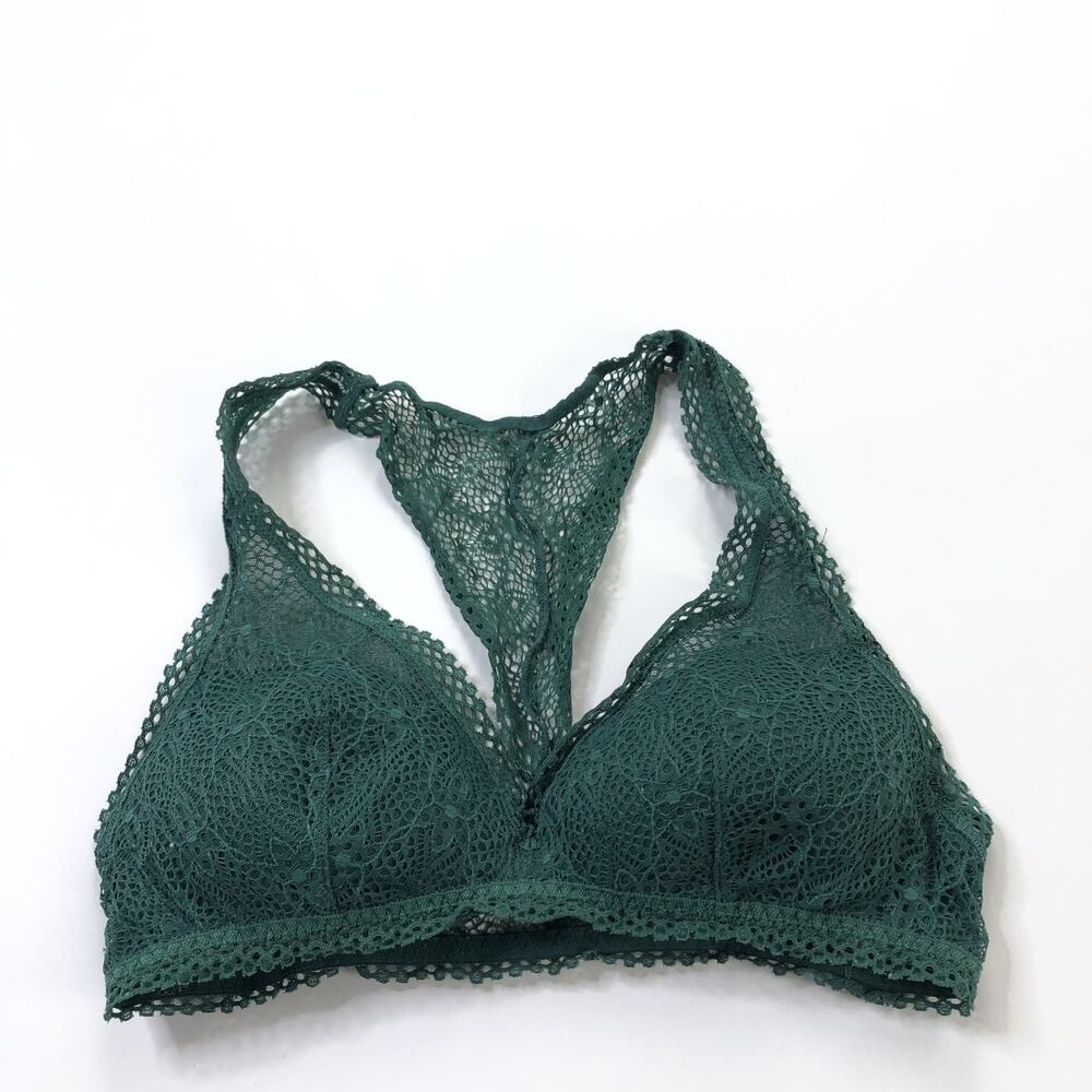 Victoria's Secret Small Lace Racerback Bralette Green